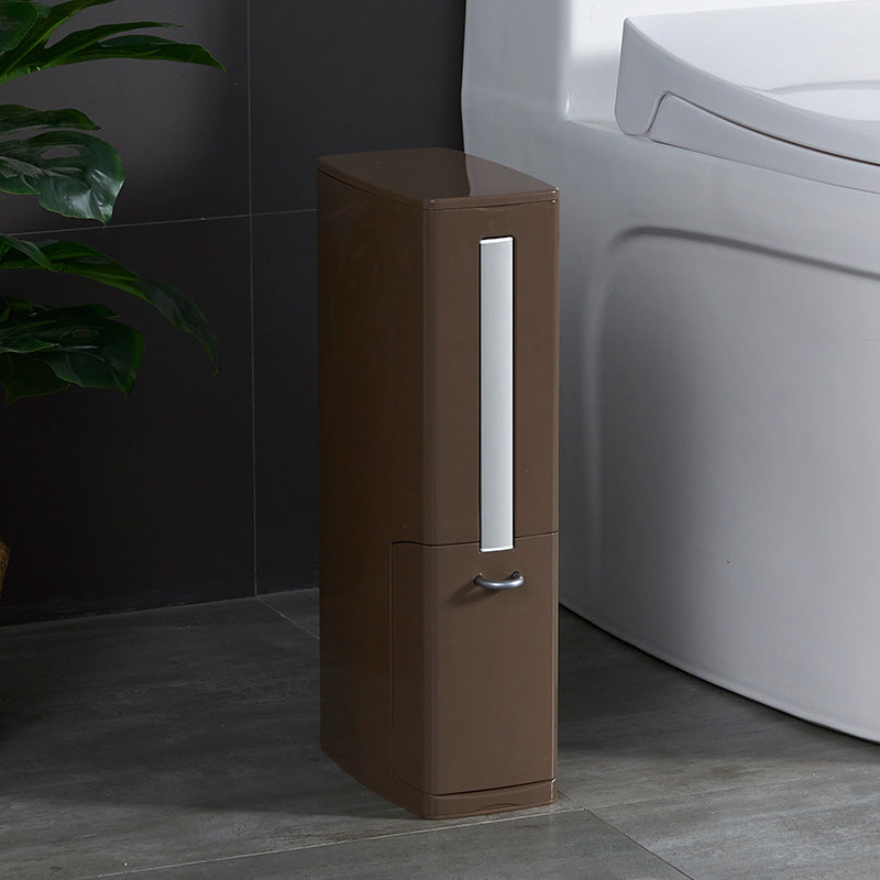 Modern Toilet Brush & Trash Can Set | White Bathroom Cleaning & Waste Bin Combo