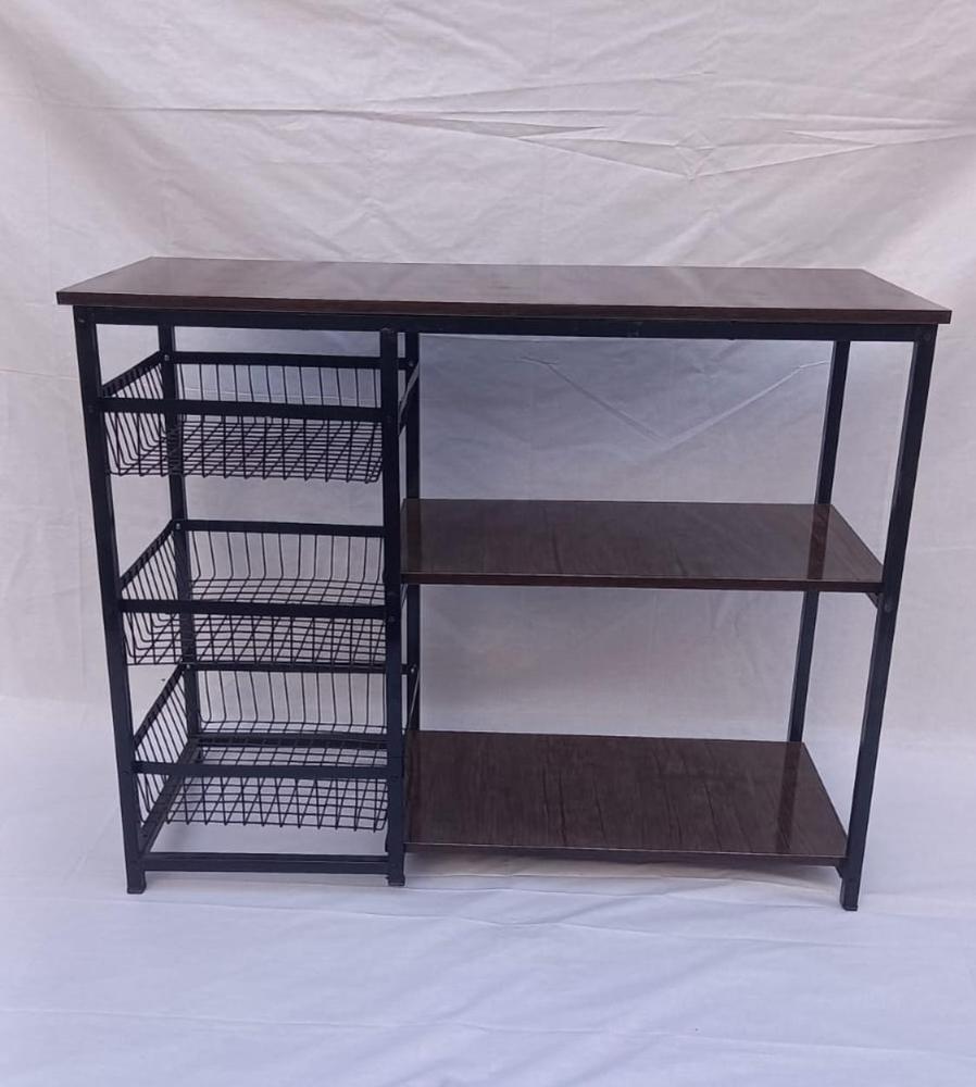 3 Layer Kitchen Rack Black & White | Iron Storage Organizer
