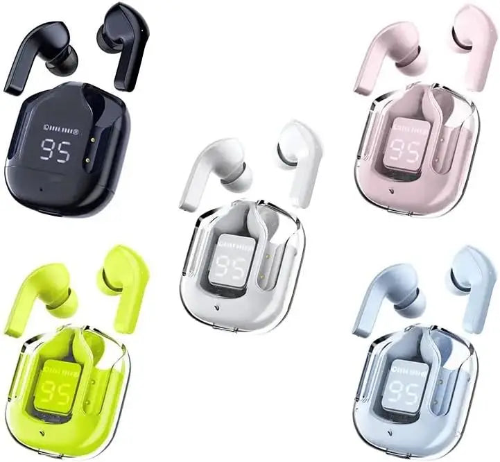 Air 31 Transparent Wireless Earbuds Bluetooth 5.3 with LED Digital Display, Stereo Sound & Touch Control