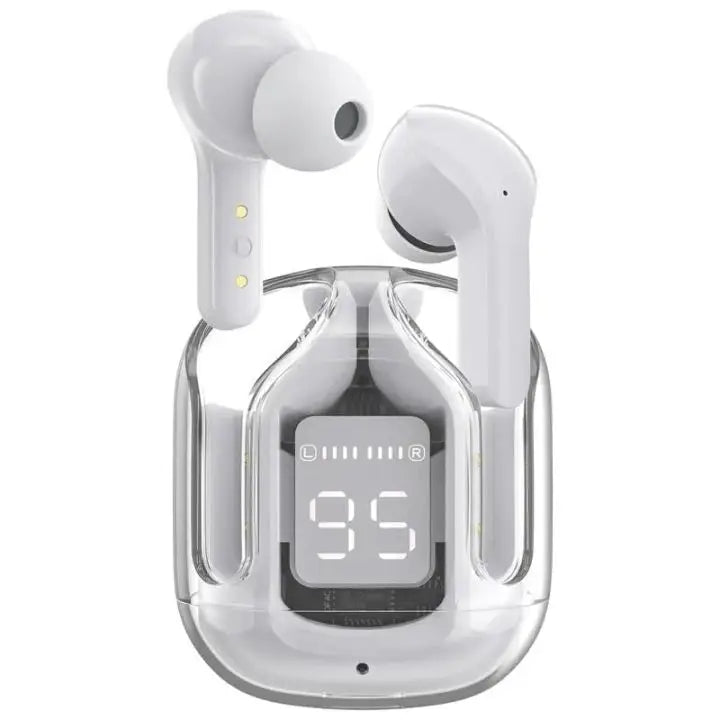 Air 31 Transparent Wireless Earbuds Bluetooth 5.3 with LED Digital Display, Stereo Sound & Touch Control