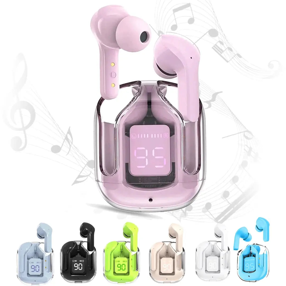 Air 31 Transparent Wireless Earbuds Bluetooth 5.3 with LED Digital Display, Stereo Sound & Touch Control