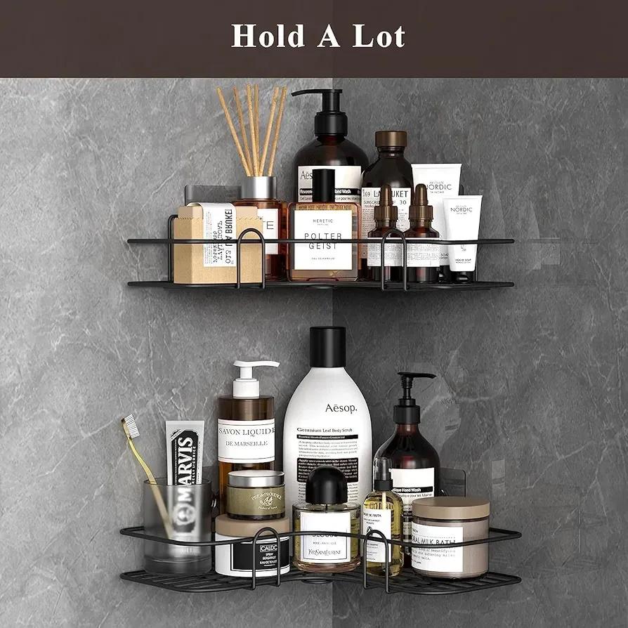 360° Corner Bathroom Shelf | Black Stainless Steel Shower Storage Rack