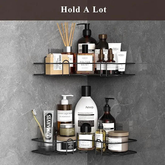 360° Corner Bathroom Shelf | Black Stainless Steel Shower Storage Rack