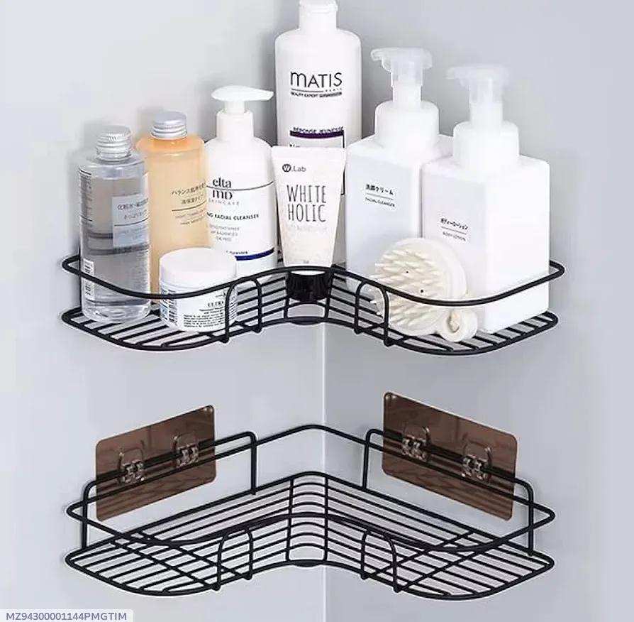 360° Corner Bathroom Shelf | Black Stainless Steel Shower Storage Rack