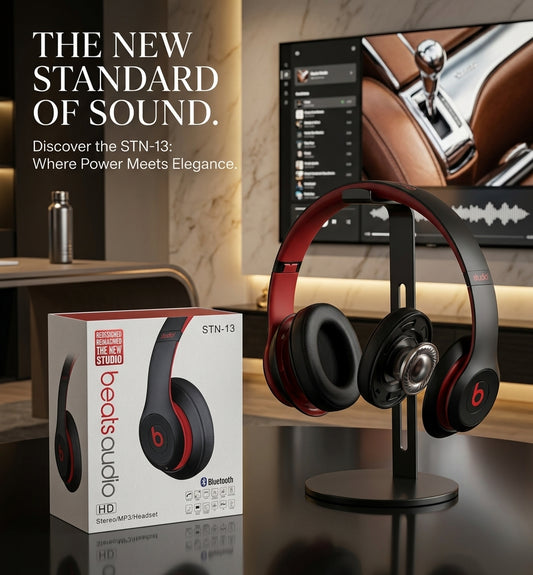 Black Bluetooth Headphones with Red Ring | Deep Bass, Wireless Audio & Long Battery Life