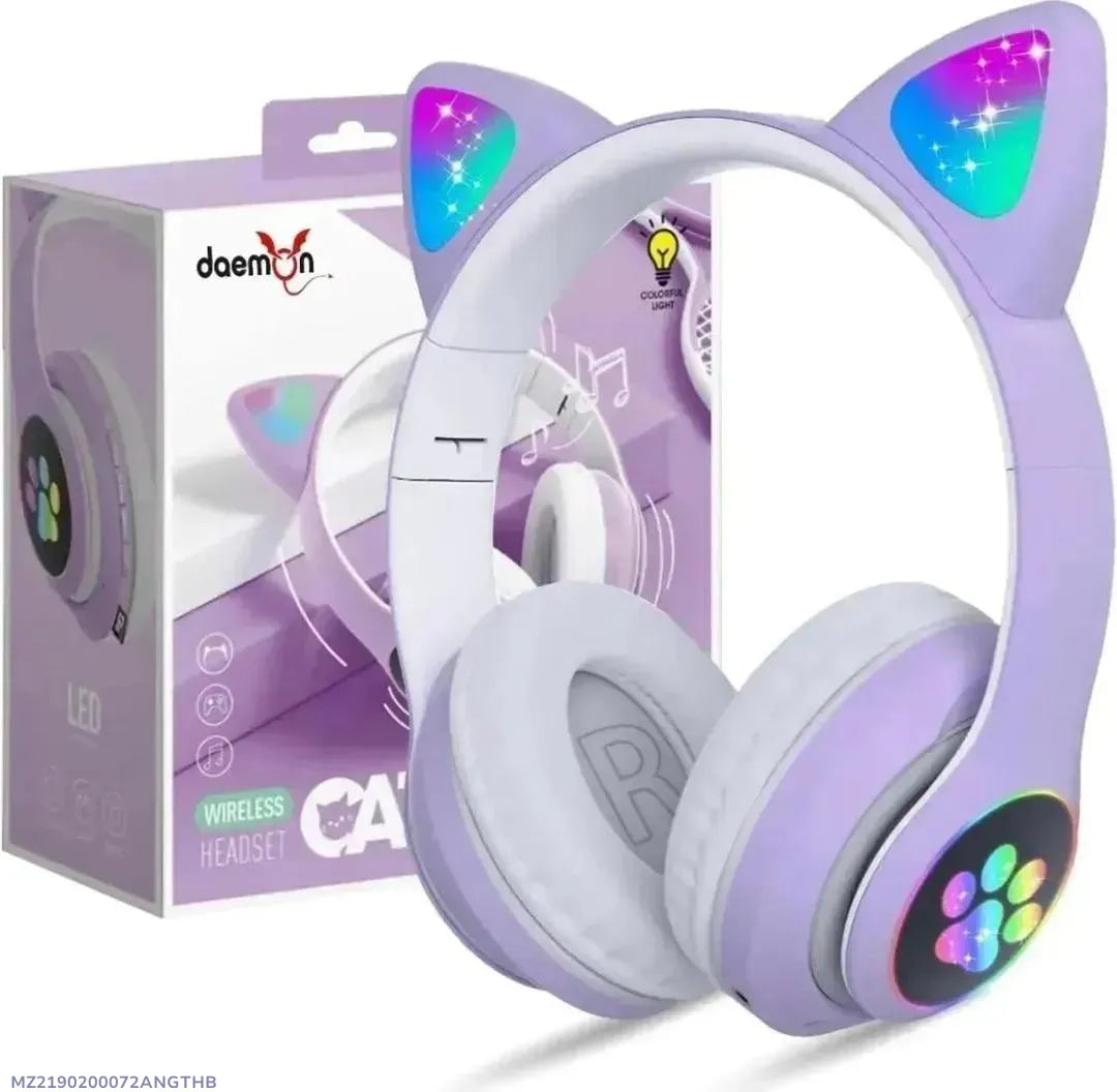 Cat Ear LED Bluetooth Headphones | Multicolor RGB Lights, ABS Design & Wireless Audio