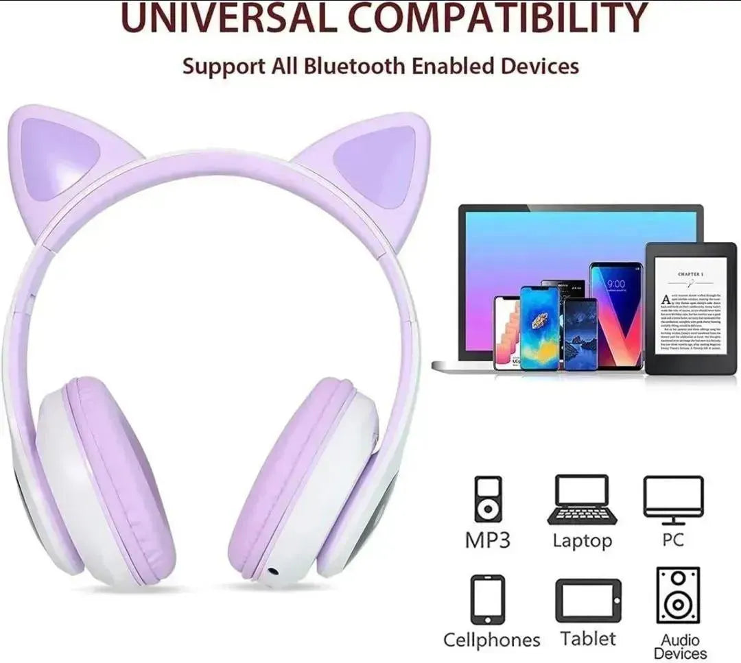 Cat Ear LED Bluetooth Headphones | Multicolor RGB Lights, ABS Design & Wireless Audio