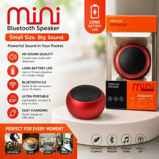 Mini Portable Bluetooth Speaker 360° Surround Sound | Deep Bass Wireless Speaker with Bluetooth 5.0, Built-in Mic & Long Battery Life
