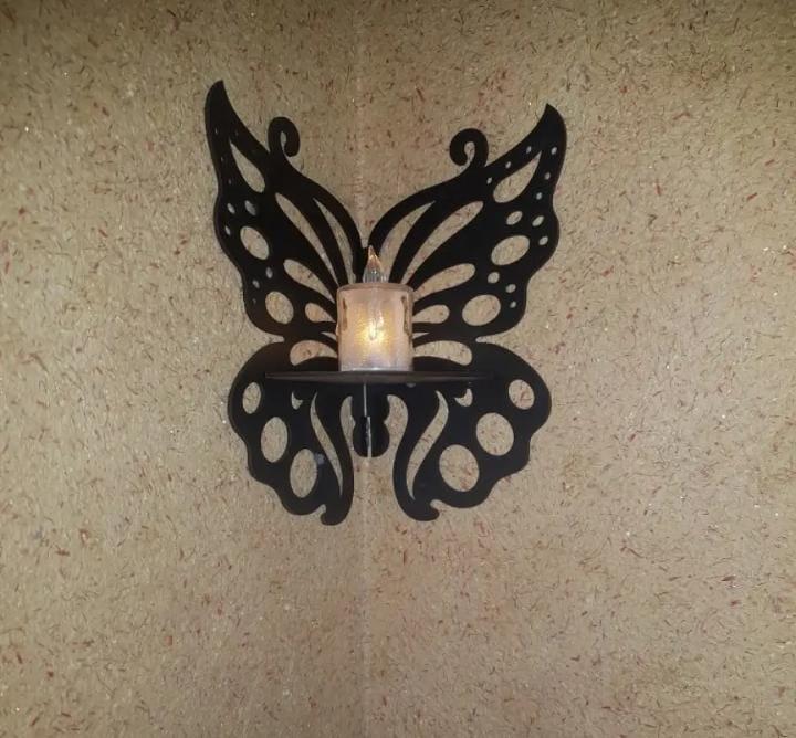 Butterfly Wall Shelf Black MDF | Small Space Storage & Wall Decor