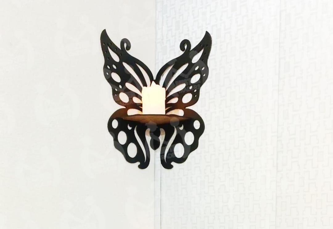Butterfly Wall Shelf Black MDF | Small Space Storage & Wall Decor
