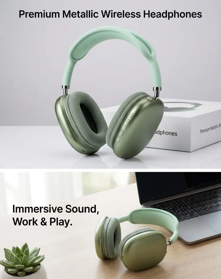 White Bluetooth 5.0 Wireless Headphones | 400mAh Battery, Deep Bass & Long Battery Life