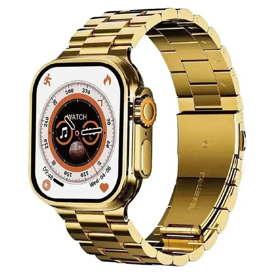 Health Smart Watch Gold Orange | Bluetooth 5.3 Smartwatch with Fitness Tracking, Touch Screen & Stylish Design