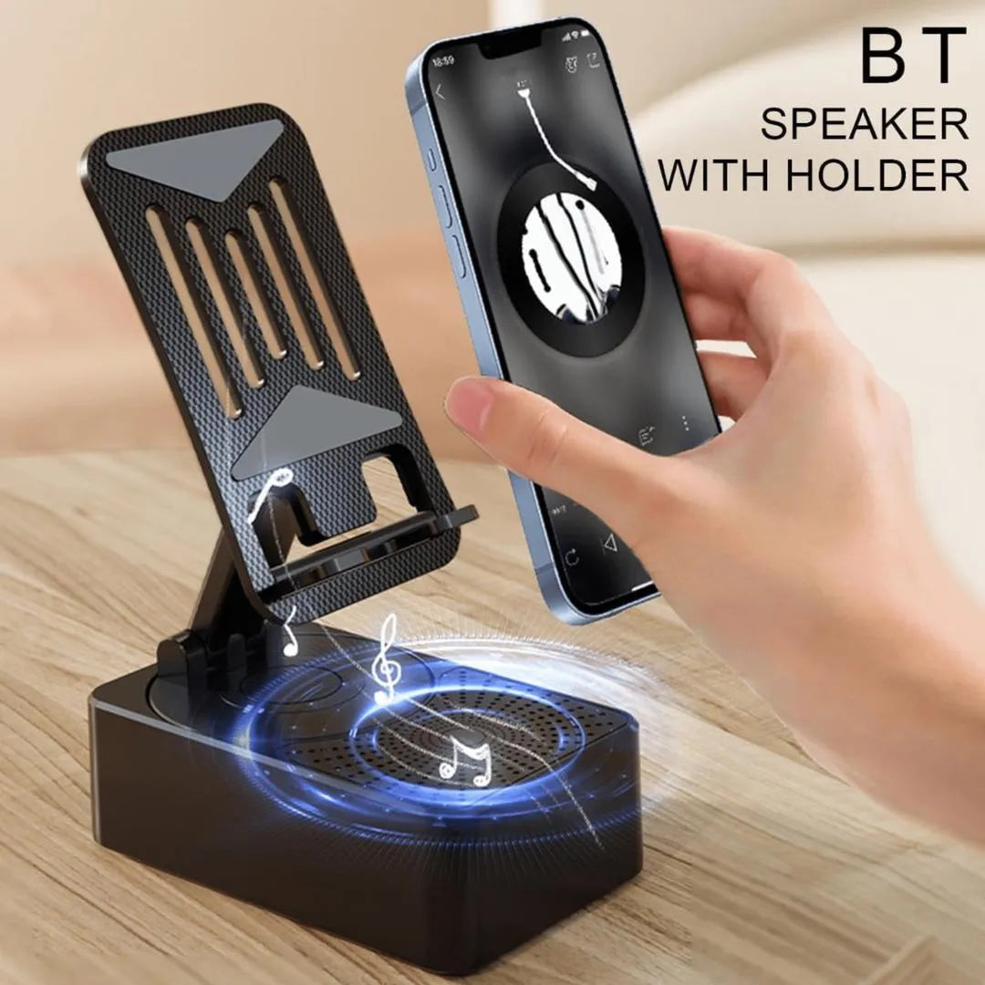 3-in-1 Bluetooth Speaker Phone Stand – Foldable Wireless BT Speaker Holder