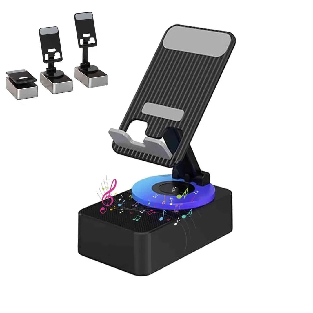 3-in-1 Bluetooth Speaker Phone Stand – Foldable Wireless BT Speaker Holder