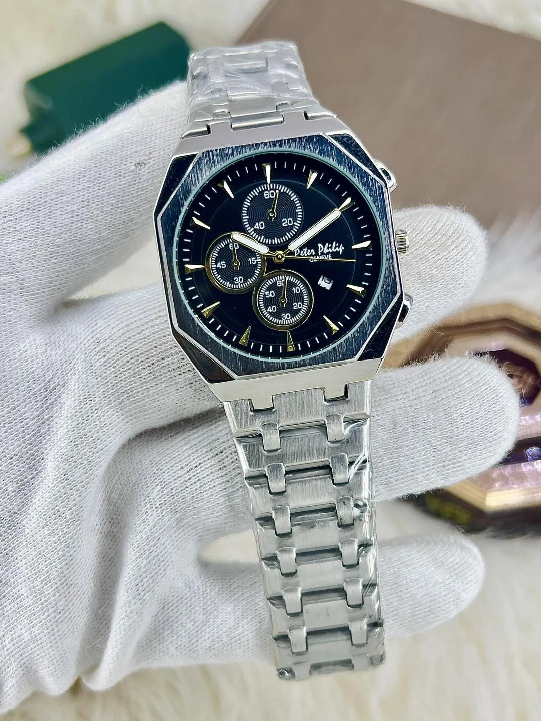 Men's Black Steel Chain Watch 26mm Round Dial | Stylish Stainless Steel Wristwatch | Classic Fashion Watch for Men