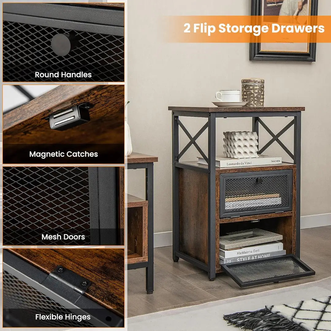 Wooden Coffee Table with Iron Frame | Brown Modern Table