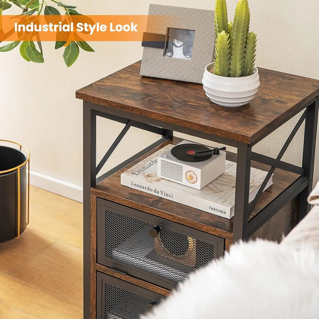 Wooden Coffee Table with Iron Frame | Brown Modern Table