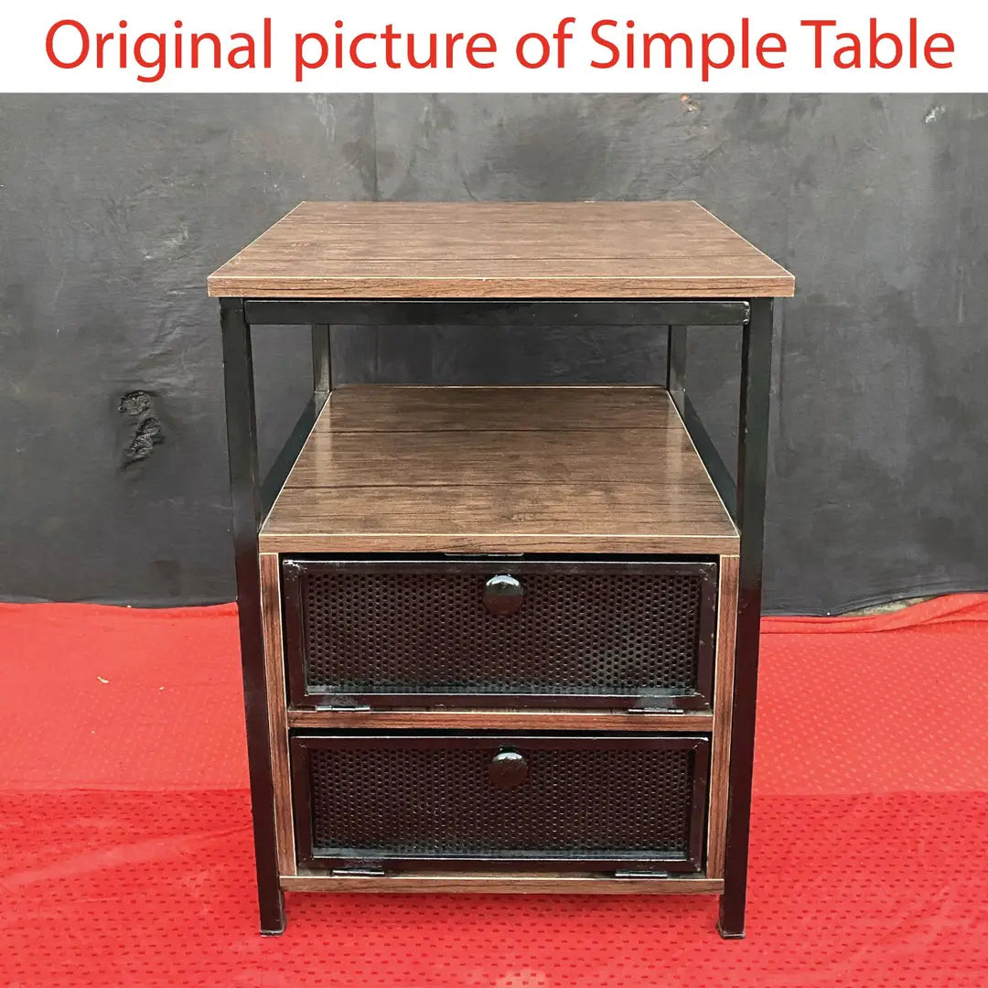 Wooden Coffee Table with Iron Frame | Brown Modern Table